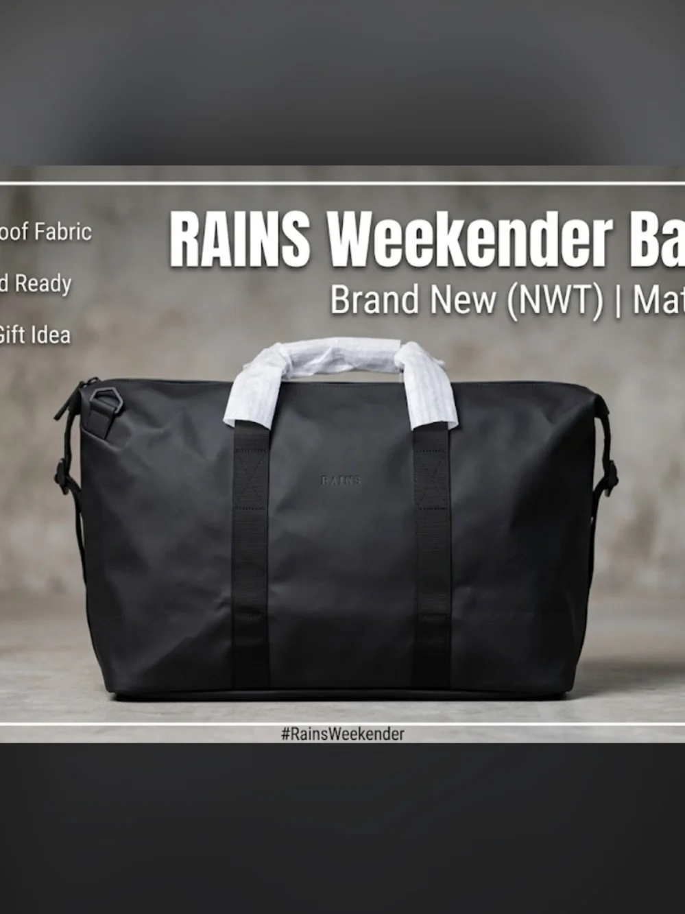 Rains Weekender Duffel Bag - Black